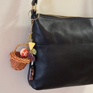 Handmade Picnic Basket Wine Cheese Grapes In The Park Romantic Bag Charm